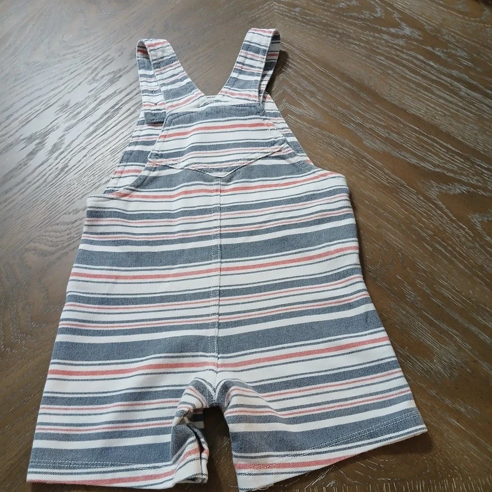 Carters Baby Beach Patrol Short Overalls 24 Months Horizontal Strips‎ SnapCrotch